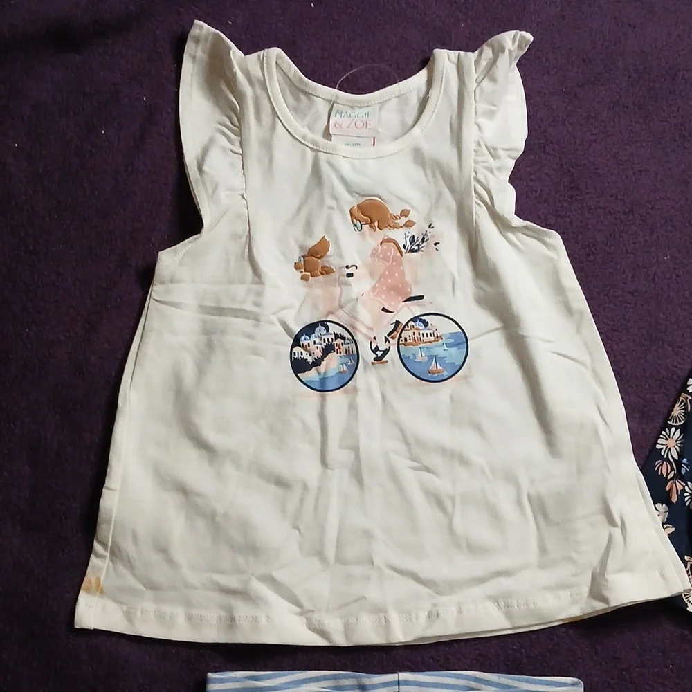 Maggie & Zoe Mix and Match‎ 4 Piece Set Baby Girl tops and Bike shorts|Size: 24M
